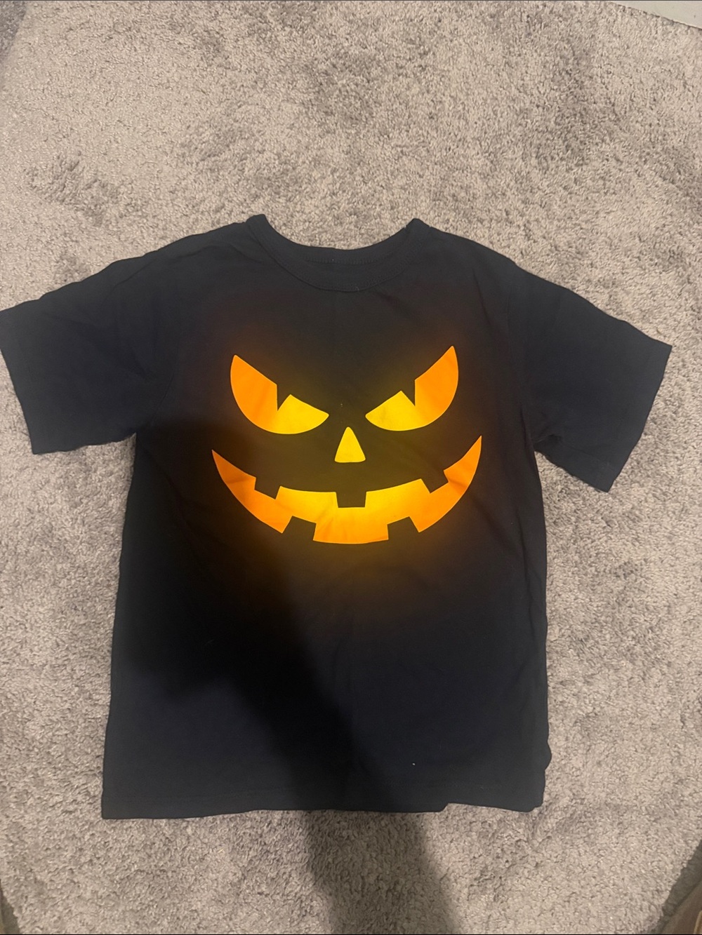 The Children's Place Black Tee with Orange Jack-O'-Lantern Face